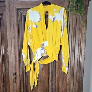 Free People Floral Tie-Hem Blouse